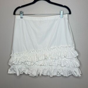J. Crew Ruffle Skirt in White Cotton-Poplin‎ - size 8
